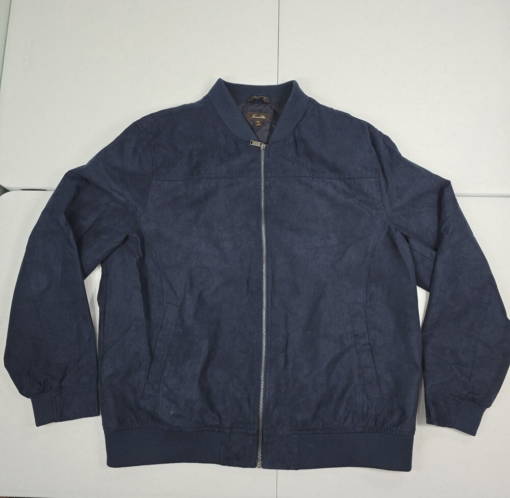 Tasso Elba Dark Navy Blue Bomber Jacket Men XXL Lightweight Perforated Golf